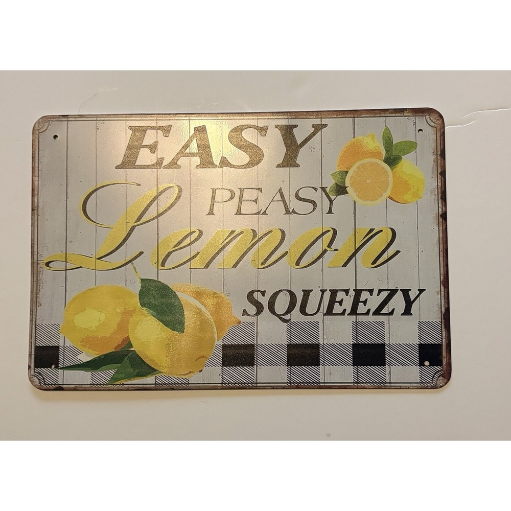 Easy Peasy Lemon Squeezy 8x12 Metal Wall Sign Wall Decor New